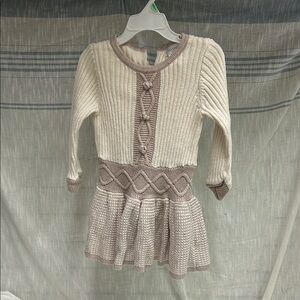 Savannah Kids Dress in Cream and Tan